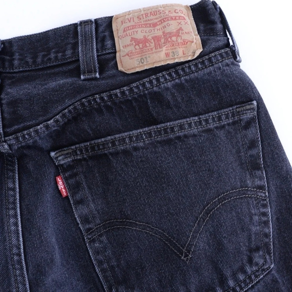 Levi's 501 Straight Fit Made in Mexico 100% Cotton Black Denim Jeans -size 38/32 - Picture 4 of 14